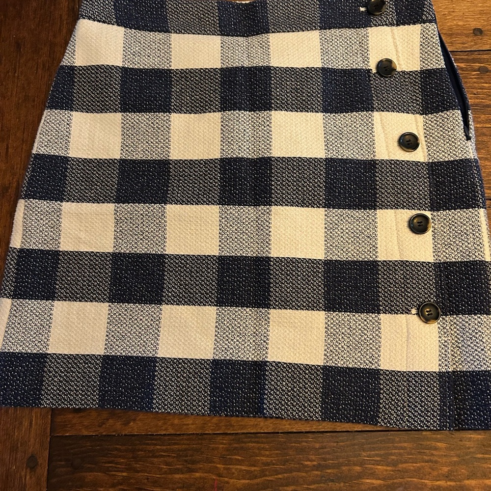 Ann Taylor Navy and White Checkered Mini Skirt